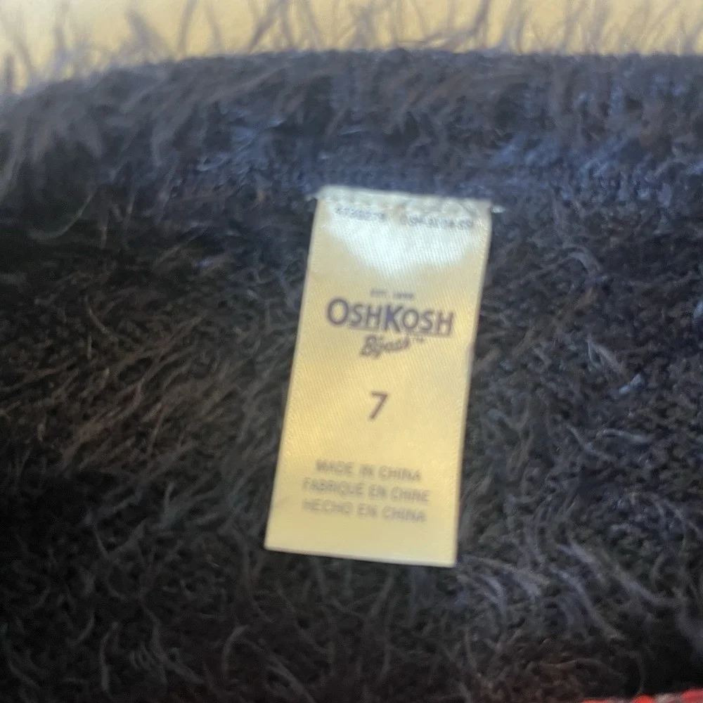 Oshkosh Sweater‎ Boys Size 7 Blue Fuzzy Christmas Holiday